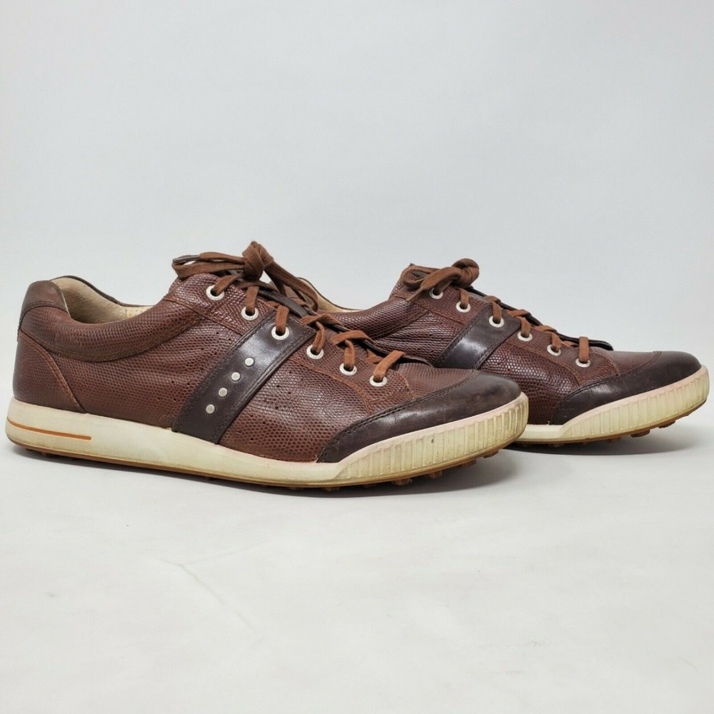 Ecco Mens Leather Round Toe Low Golf Shoes Size 46